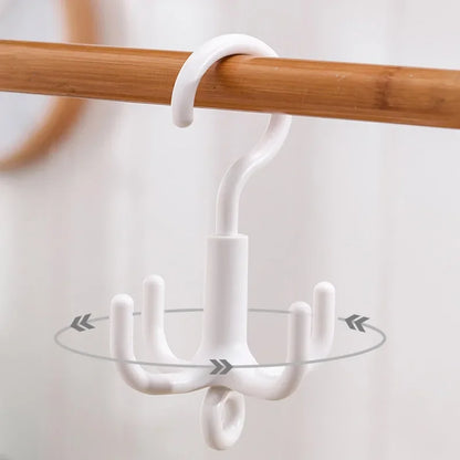 4-Claw Rotating Hook — Punch-Free Plastic Hanger for Bags, Scarves, Coats & Hats