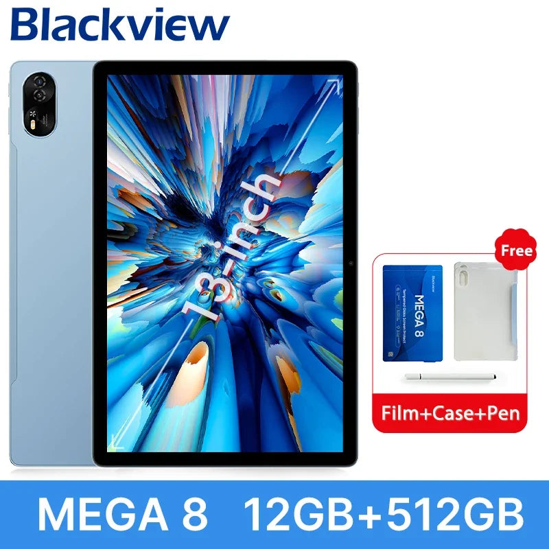 Blackview MEGA 8 Tablet – 13" FHD+ 90Hz Display, 11000mAh, Android 15, 50MP Camera, 4 Speakers, 4G Pad PC