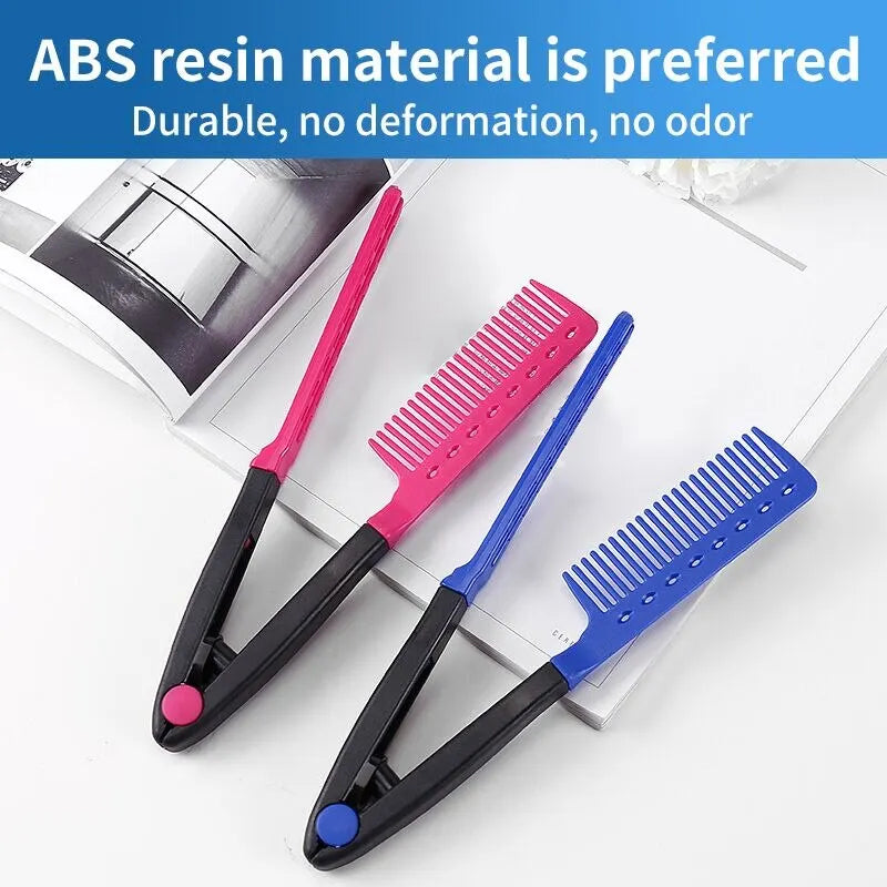 V-Shaped Flat Comb Hairpin: Salon Hair Brush Comb for Hairdressing Styling - Fluffy Anti-Static Rolling Curly Comb for Household