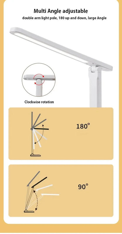 Folding LED Desk Lamp – Touch Dimmable Eye Protection Night Light for Bedroom, Bedside & Study with USB Plug-in
