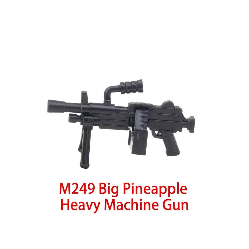 Military Soldier Building Block Figures - MOC Army Weapons Set with Rifles, Rocket Launcher & Mini Gun Toy Gift