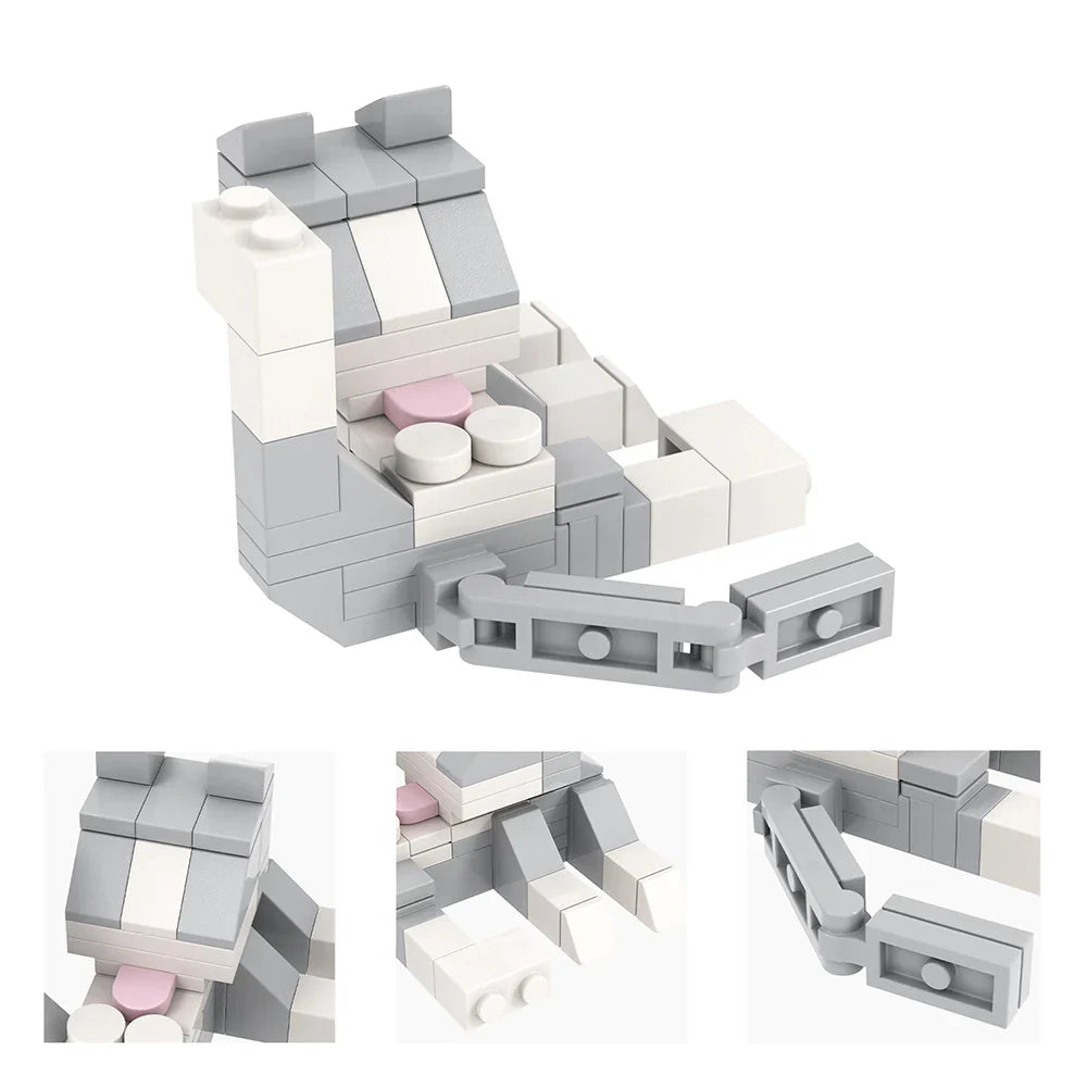 MOOXI Animal Series 62PCS MOC Cat Figures – DIY Building Blocks Educational Toys for Kids, Birthday Gift MOC3042-3045