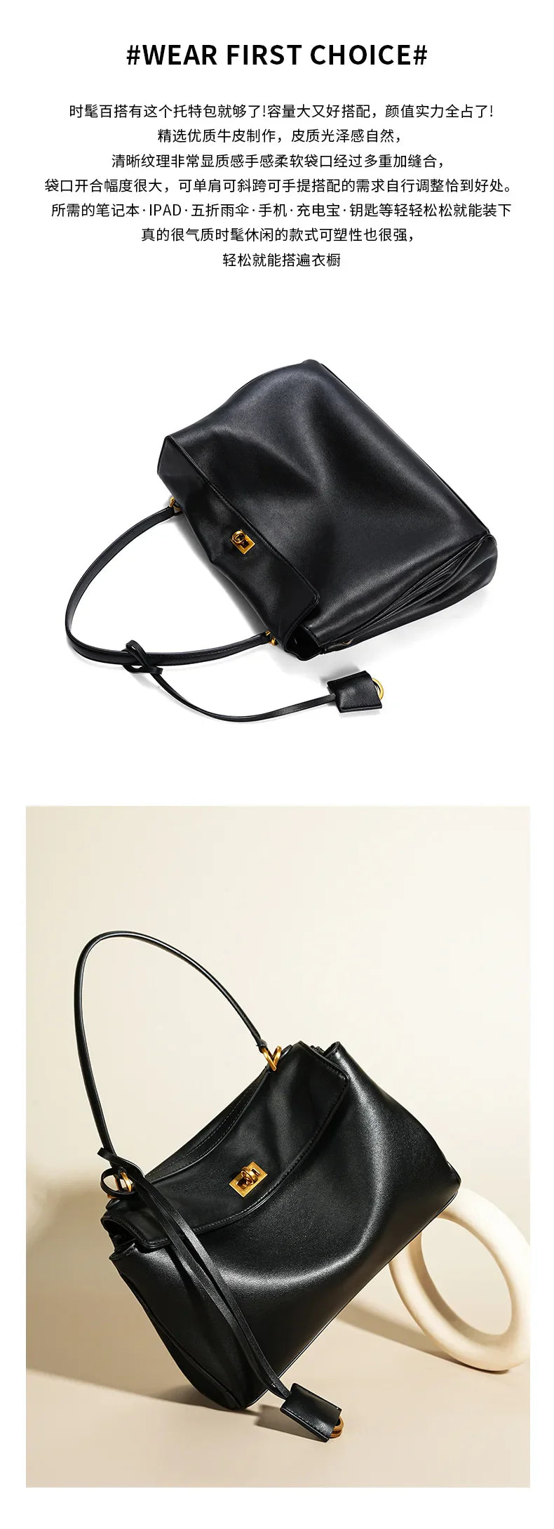New Rodeobag Leather Kelly Bag — Women’s Large Capacity Fashion Handbag with Advanced Lock, High-End Underarm Bag