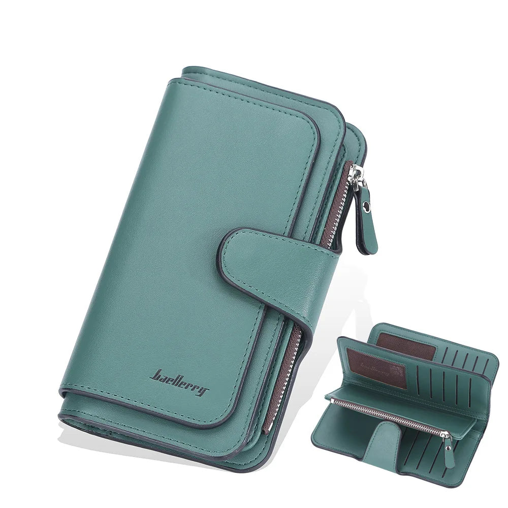 2024 Women’s Long Wallet – Custom Name Engraving, 15 Card Holders & Zippered Classic Purse