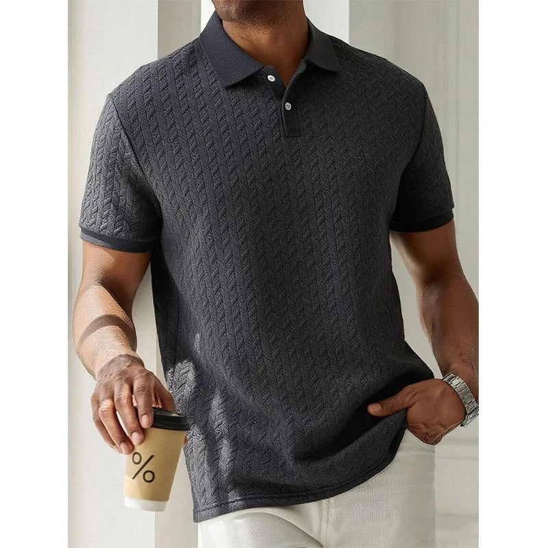Men's Solid Color Polo Shirt - Summer Short Sleeve Breathable Streetwear Casual Top