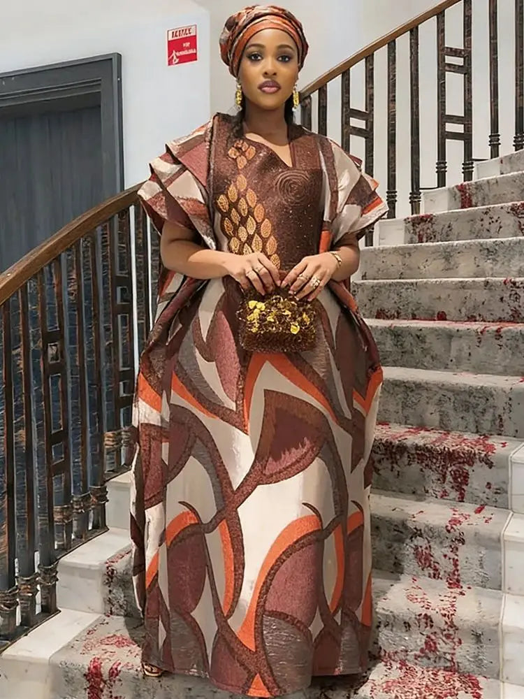 African Dresses for Women - 2026 Traditional Dashiki Ankara Bazin Gown Muslim Kaftan Maxi Long Dress