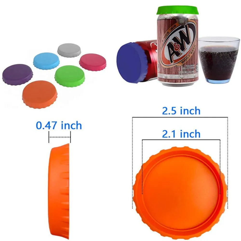 Reusable Beverage Can Covers - Silicone Soda Can Lids, Leak-Proof Sealing Protectors for Cans & Bottles