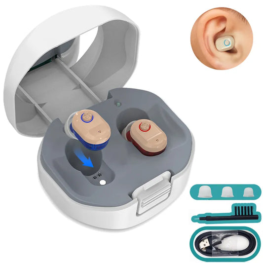 USB Rechargeable Hearing Aids: Invisible New Design for Deaf Assistance - Ideal Gift for Parents