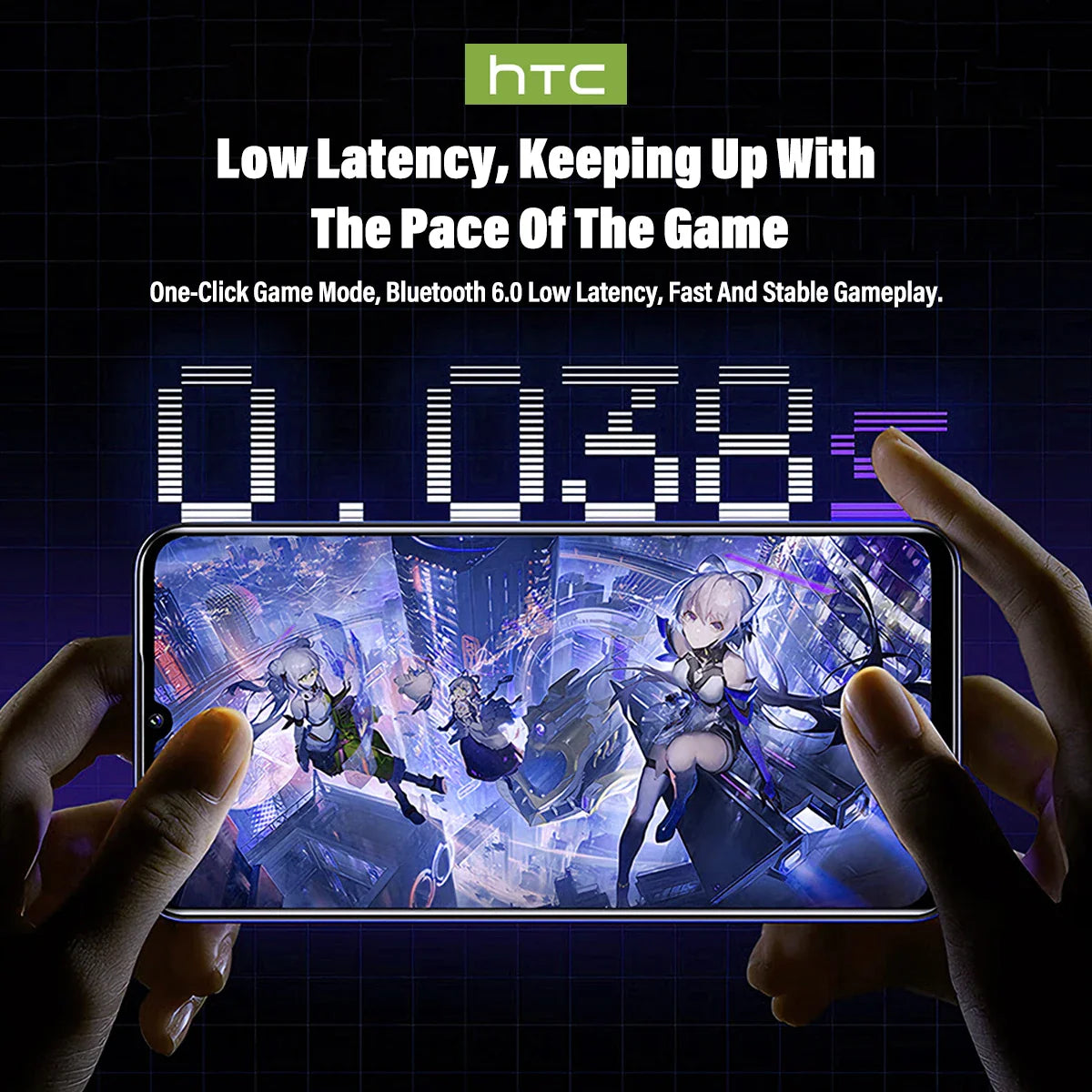 HTC NE70 Wireless Bluetooth Earbuds with AI Translator HD LCD Display Microphone 30H Battery Life Noise Reduction In-Ear Headphones