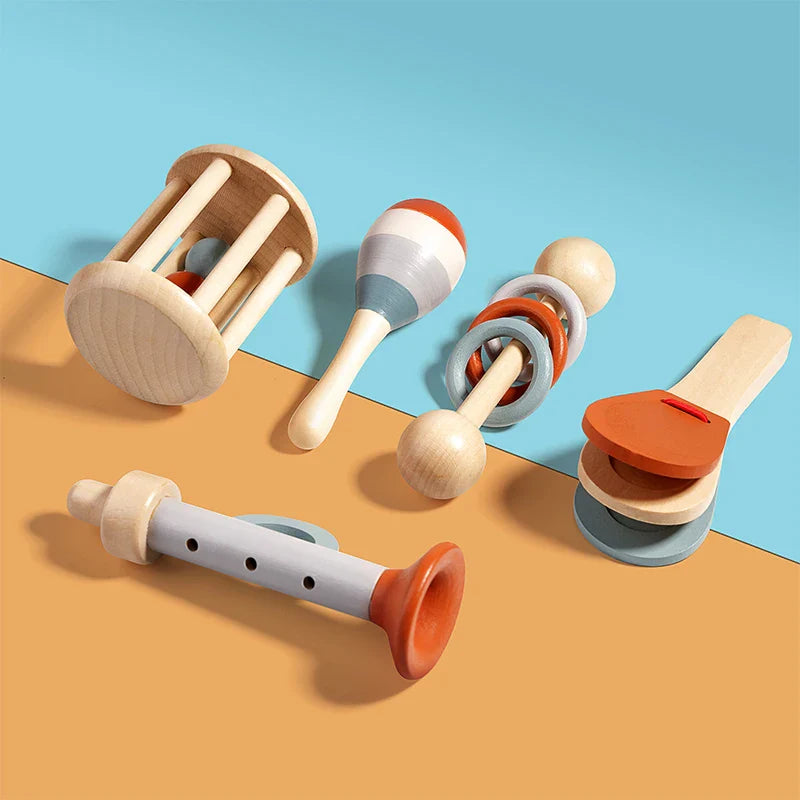 5Pcs Baby Musical Sensory Rattle Toys – Montessori Educational Instruments for Early Learning & Kids Birthday Gifts