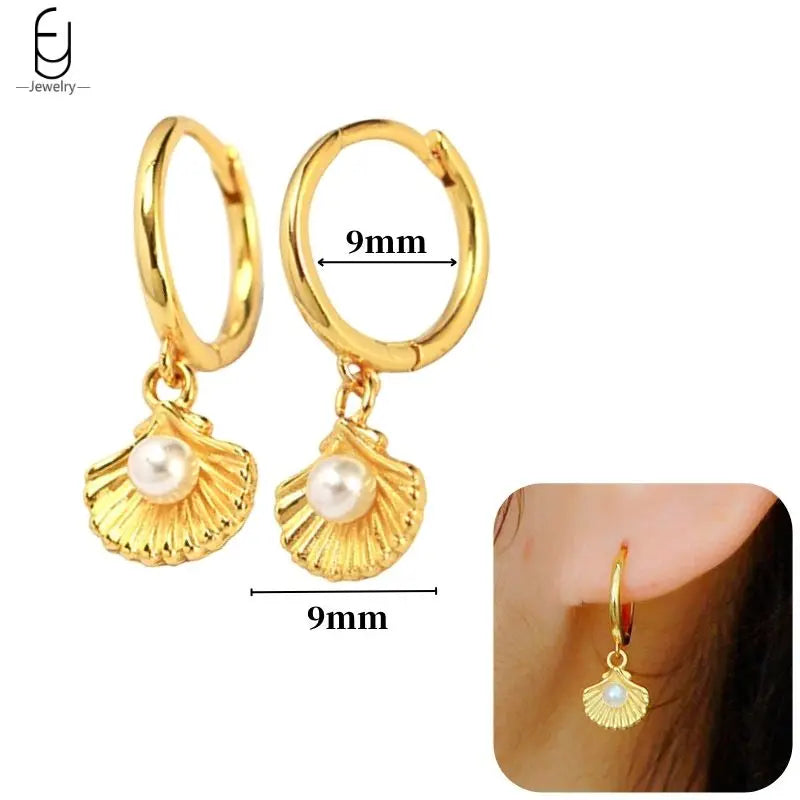 925 Sterling Silver Earrings for Women – Cute Starfish & Shrimp Pendant, Red Chili & Star Enamel Gold Fashion Jewelry