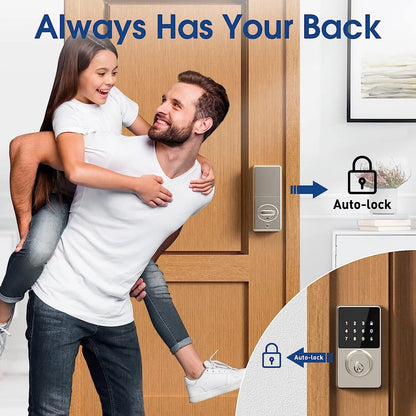 Smart Keyless Door Lock with Touchscreen Keypad – Password & App Unlock, Easy Install, Supports 50 User Codes