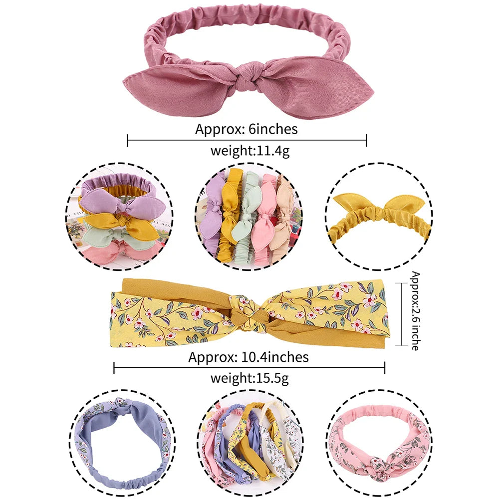 New Women's Suede Soft Print Headbands - Vintage Boho Cross Knot Elastic Hairbands, Solid Color, Girls Hair Accessories