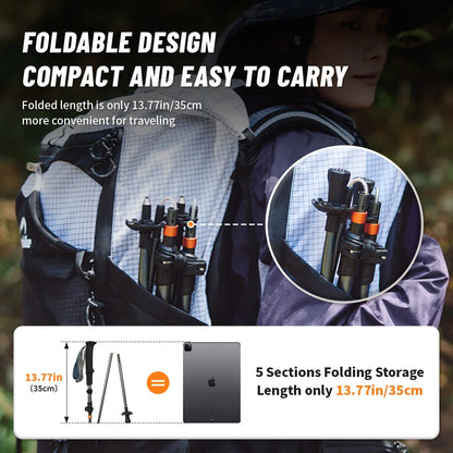 Naturehike Lightweight Trekking Poles – Carbon Fiber & Aluminum Alloy Folding Walking Sticks for Hiking & Climbing