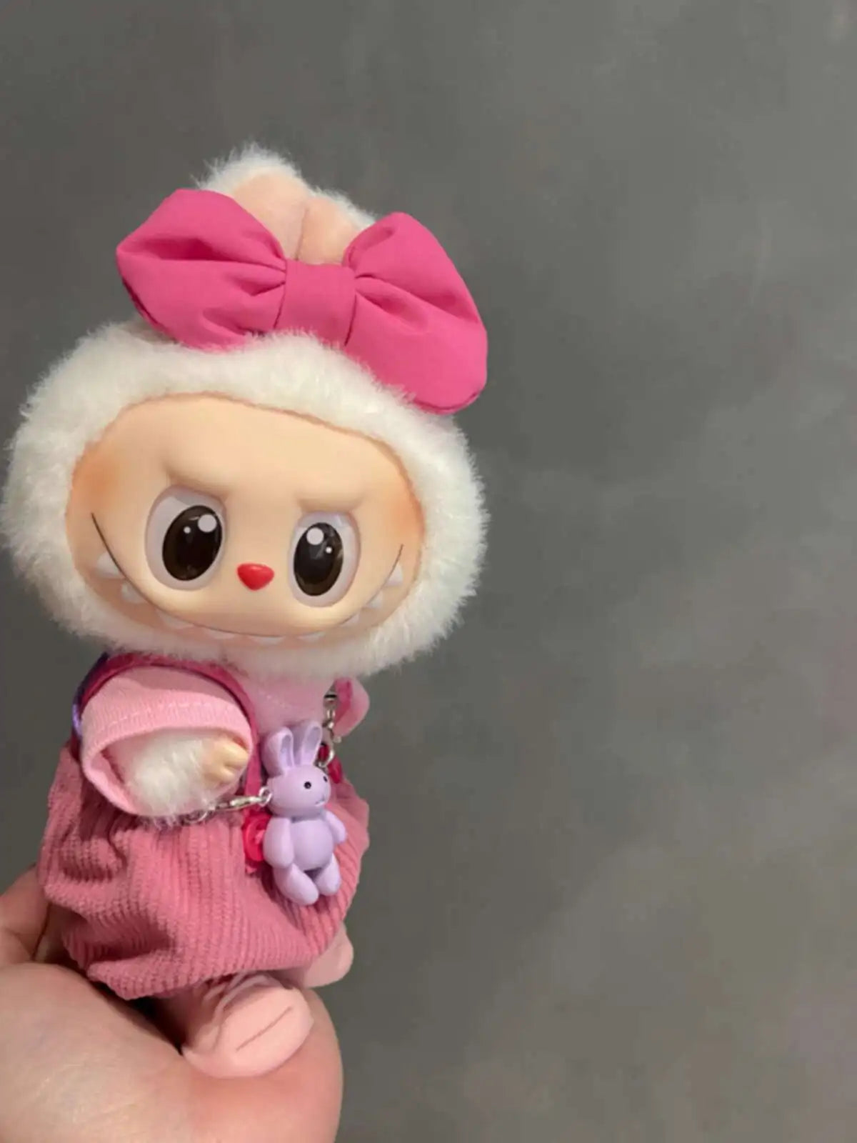 Original 17cm Labubu Doll Clothes — Macaron Cute Outfit with Hair Accessories, DIY Plush Doll Gift