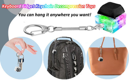 LED Keyboard Fidget Keychain – Stress Relief Finger Clicker Toy & Decompression Gift