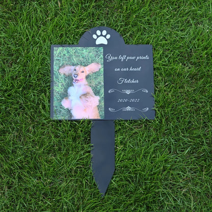 Personalized Pet Memorial Stake – Acrylic Grave Marker for Dog & Cat with Photo & Text