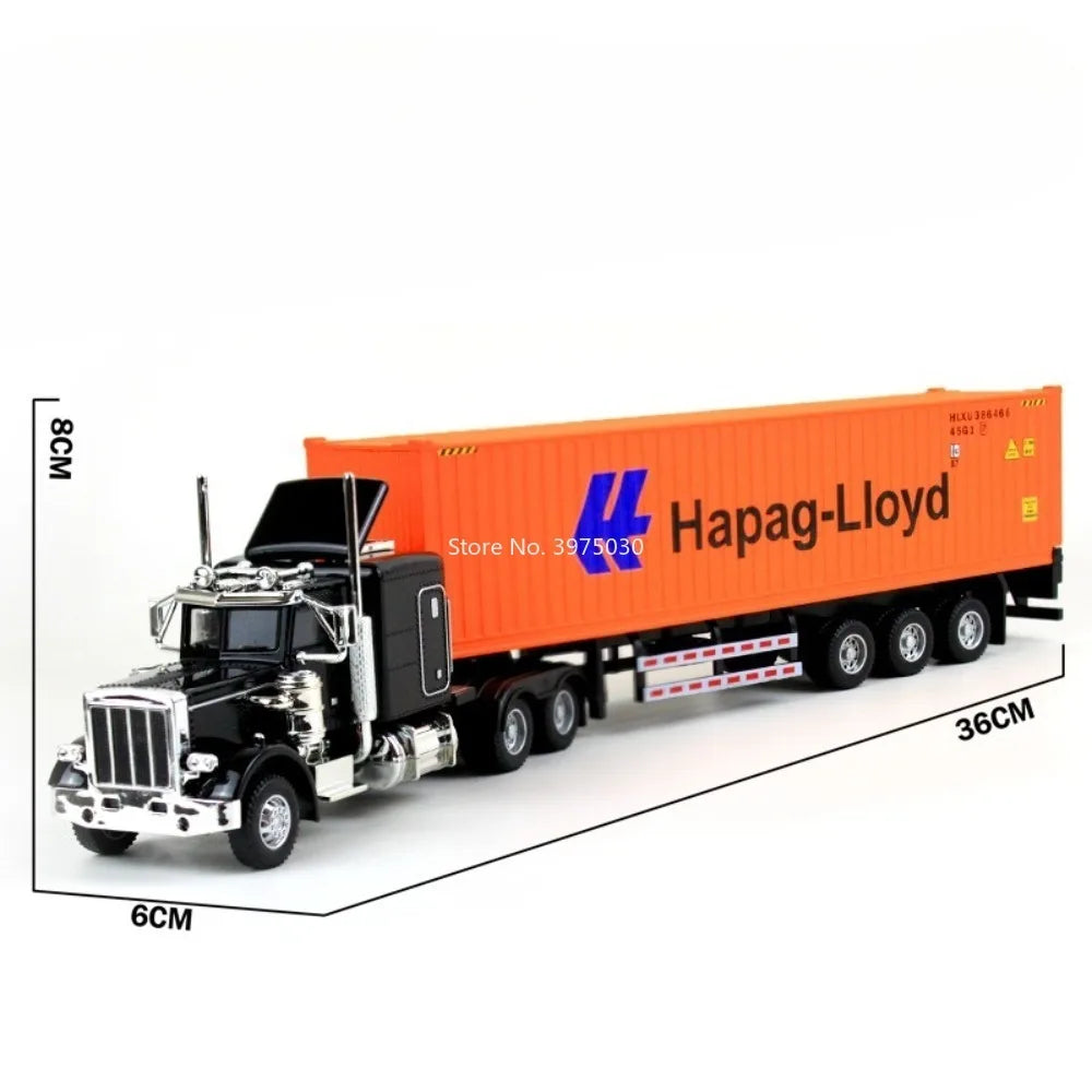 1:50 Diecast Transport Truck Model — Alloy Container Trailer with Doors, Light & Sound, Miniature Toy Gift for Kids