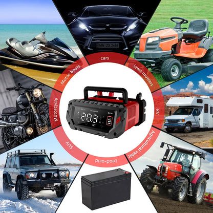 12V/30A & 24V/16A Smart Car Battery Charger — 6V/10A Motorcycle Battery Repair for AGM, GEL, Lithium & LiFePO4 Batteries