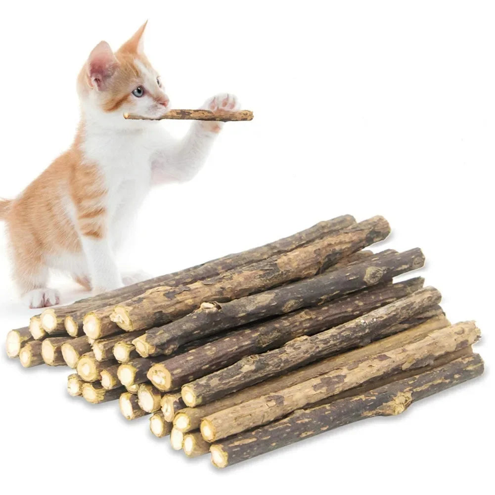 15Pcs Natural Matatabi Catnip Chew Sticks for Cats & Kittens – Silvervine Teeth Cleaning Molar Toy Pet Treat Set