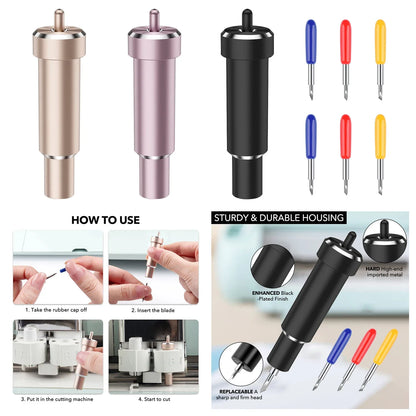 Metal Cut Blade Set with Housing — Compatible with Cricut Maker, Maker 3, Explore Air 2 & Explore 3, Replaceable Deep-Point Blade