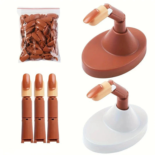 Detachable Mechanical Practice Hand – Acrylic & Silicone Nail Tips, Moving Finger Strap Base for Beginners