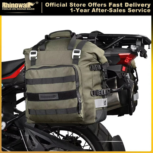 Rhinowalk Motorcycle Saddlebag 20L-30L – Universal Side Bag with Removable 100% Waterproof Inner Liner for Travel Motorbike Luggage
