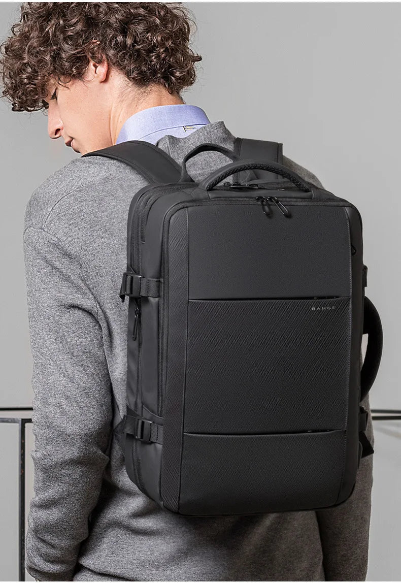 BANGE Expandable Men’s Waterproof Laptop Backpack – 17.3" Large Capacity Hiking & Travel Bag