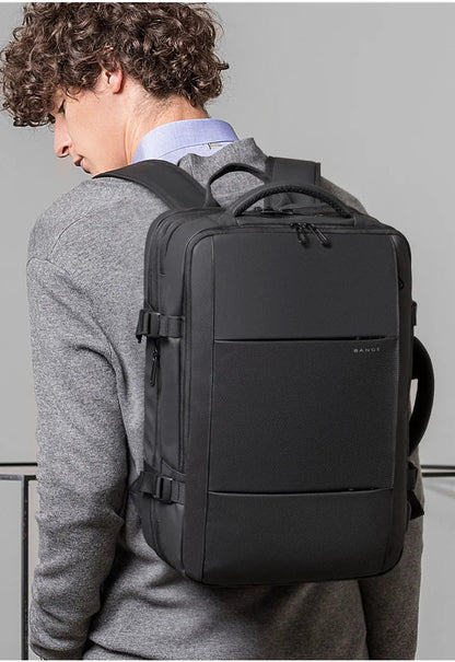 BANGE Expandable Men’s Waterproof Laptop Backpack – 17.3" Large Capacity Hiking & Travel Bag