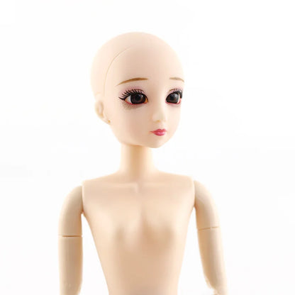 30cm Fashion Doll – 1/6 BJD Body with 3D Eyes, Long Wig, Princess Makeup DIY Toy for Girls