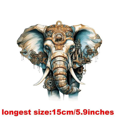 15cm Kids Steampunk Lion Iron-On Patch – Animal Heat Transfer Sticker for DIY Clothing, Apparel & Fabric Decoration Print