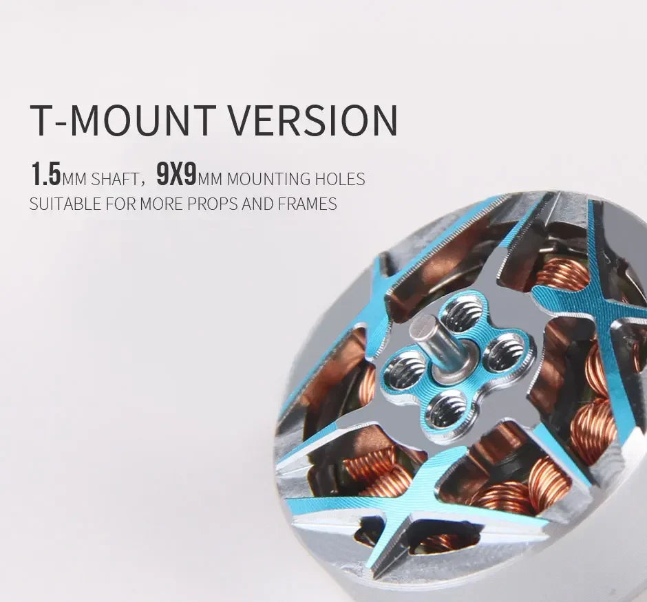 T-Motor P1604 FPV Brushless Motor — KV2850 6S / KV3800 4S, 2mm Shaft for 3.5-Inch Freestyle Sub-250g Racing Drone