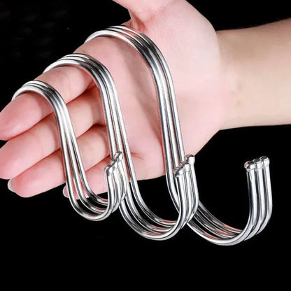 Stainless Steel Sharp Tip S Hooks – Hanging Utensil, Meat, and Clothes Hangers for Kitchen & Butcher Shop