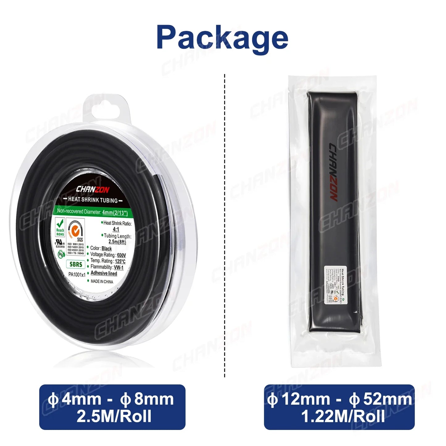 1.22M-2.5M Heat Shrink Tube with Glue – 4:1 Double Wall Adhesive Lined, Waterproof Marine Grade Shrinking Wrap for Wire