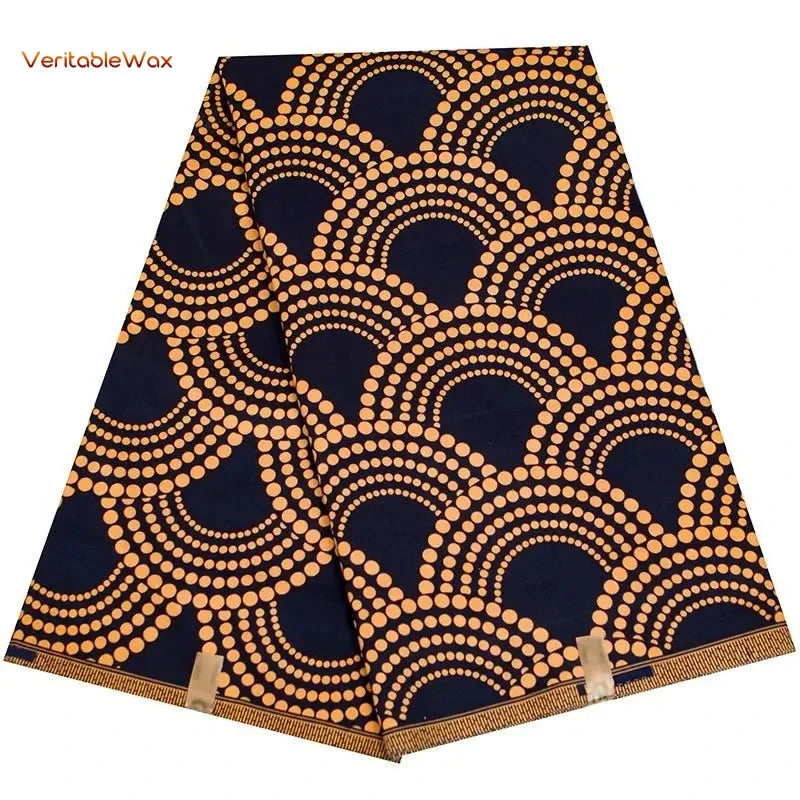 African Ankara Double Print Batik Fabric - Real Wax Patchwork Textile for DIY Sewing, Wedding Dresses & Crafts