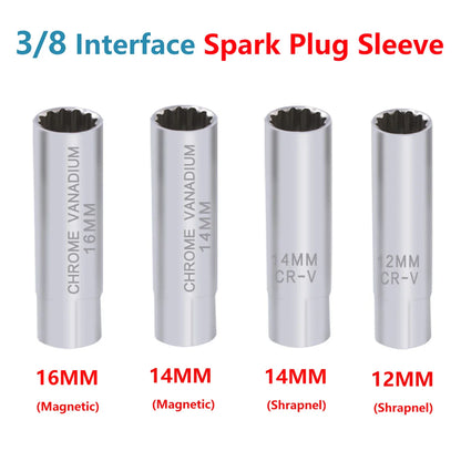 Universal Spark Plug Socket Wrench - 3/8 Magnetic, 12 Angle Thin Wall for 14/16mm Spark Plug Removal, Auto Repair Tool