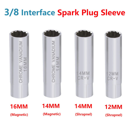 Universal Spark Plug Socket Wrench - 3/8 Magnetic, 12 Angle Thin Wall for 14/16mm Spark Plug Removal, Auto Repair Tool