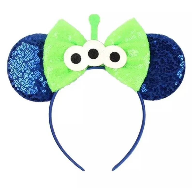 Toy Story Character Headbands - Sequin Bow, Woody, Buzz Lightyear & Alien Hair Accessories for Girls
