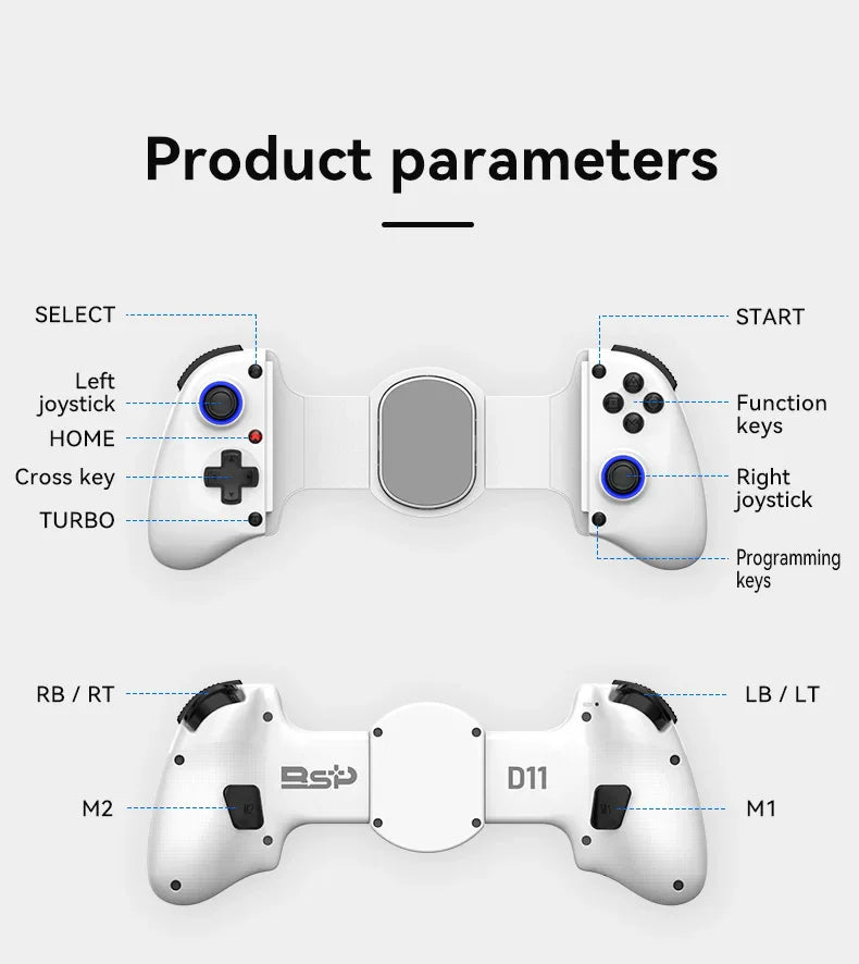 BSP-D11 Stretching Wireless Game Controller – Compatible with SWITCH, Android, iOS, PS3, PS4, XBOX, and Tablet for Gamepad Streaming