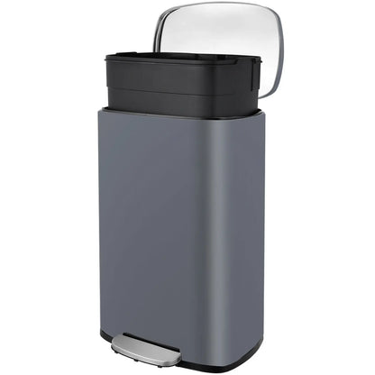 50L Stainless Steel Step Trash Can — Kitchen & Home Garbage Bin for Office, Bedroom, Garage, Living Room & Bathroom