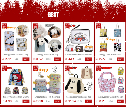 Snoopy Print Mini Coin Purse – Cute Wallet & Card Holder for Women, Girls & Kids, Small Cosmetic & ID Bag