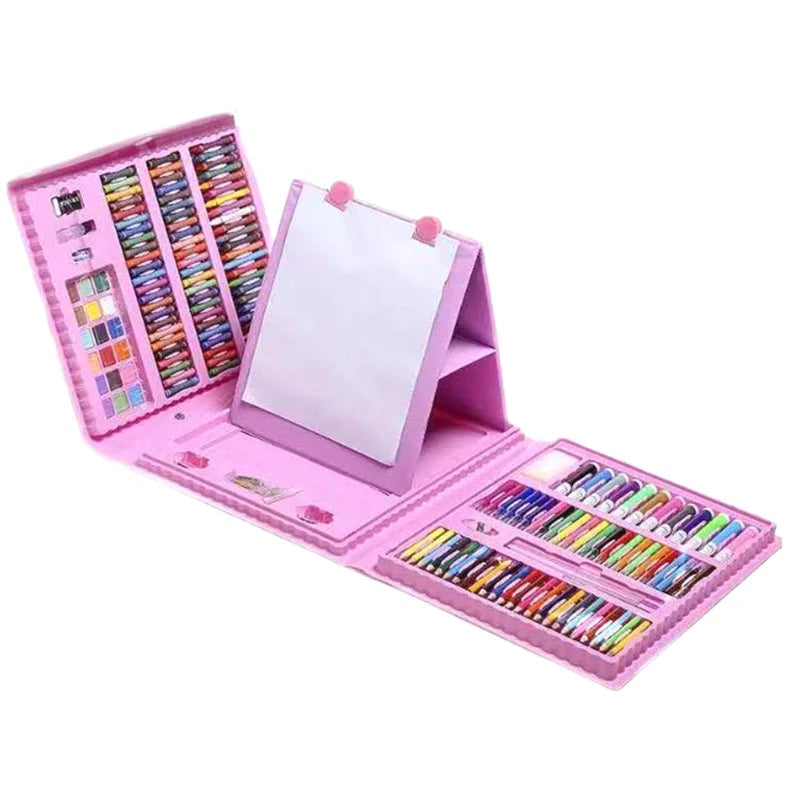 Kids Art Supplies 208PCS Double-Sided Trifold Easel Painting Set – Includes Sketch Pad & Markers for Boys