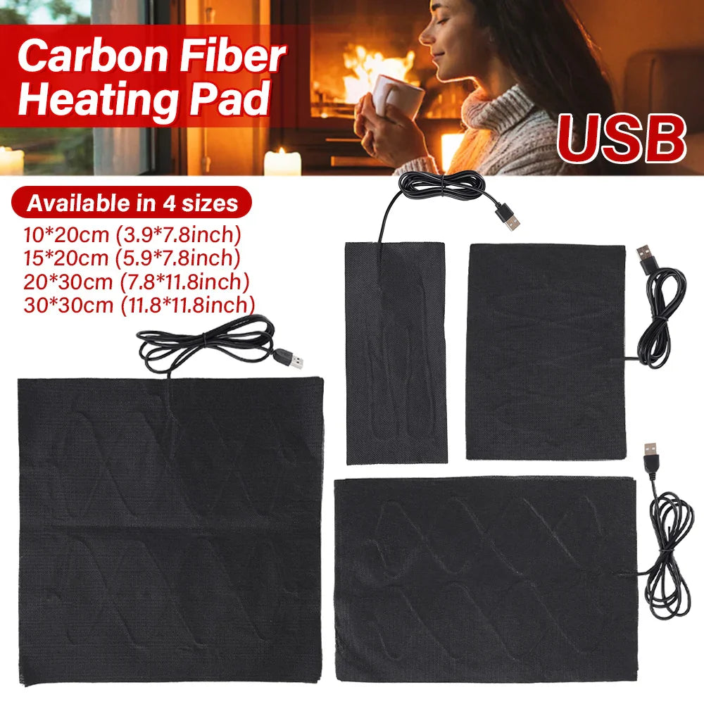 5V USB Carbon Fiber Heating Pad – Fast Electric Infrared Hand & Body Warmer for Winter