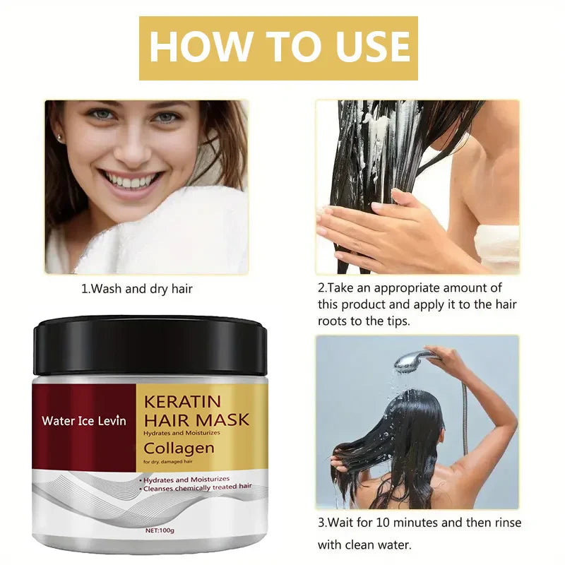 Collagen & Keratin Hair Mask – Deep Moisturizing Conditioner for Frizz Control, Damaged Hair Repair, Soft & Smooth Revitalizing Hair Care Treatment