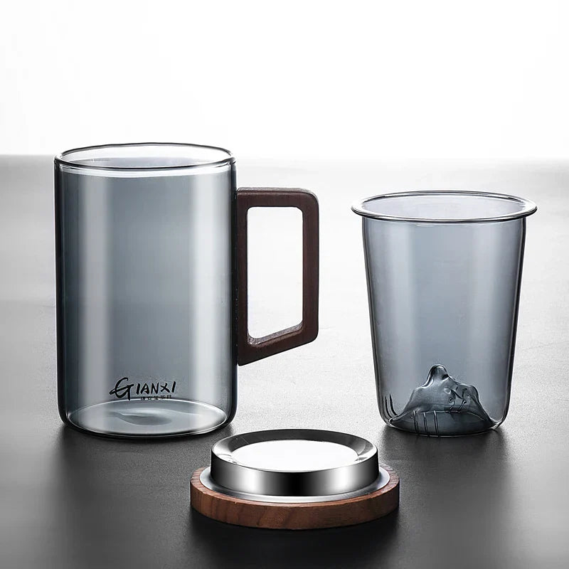 GIANXI High Borosilicate Glass Tea Cup with Belt Filter – Separate Flower Tea Water Cup for Original Tea Making