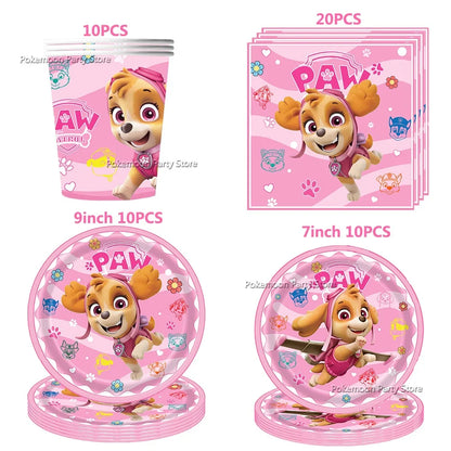 Paw Patrol Kids Birthday Party Supplies Set – Cups, Plates, Napkins, Gift Bags & Cake Toppers Decorations Kit