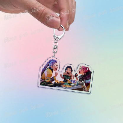 Kpop Demon Hunters Huntrix Saja Boys Keychain Bag Charm Rumi Zoey Jinu Ramen Keyring Fans Gift