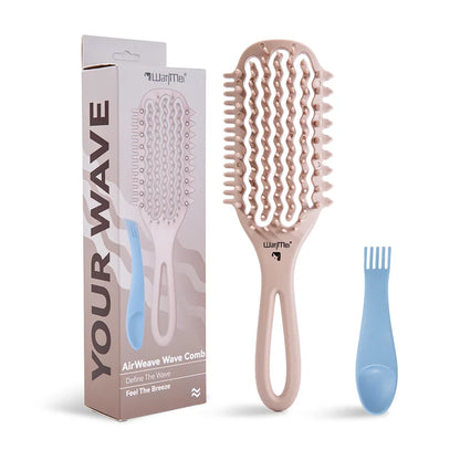 WANMEI Air Cushion Detangler Brush Set – Scalp Massage Comb, Cleaner & 52 Hair Bands, Anti-Frizz Wet/Dry Styling Tool