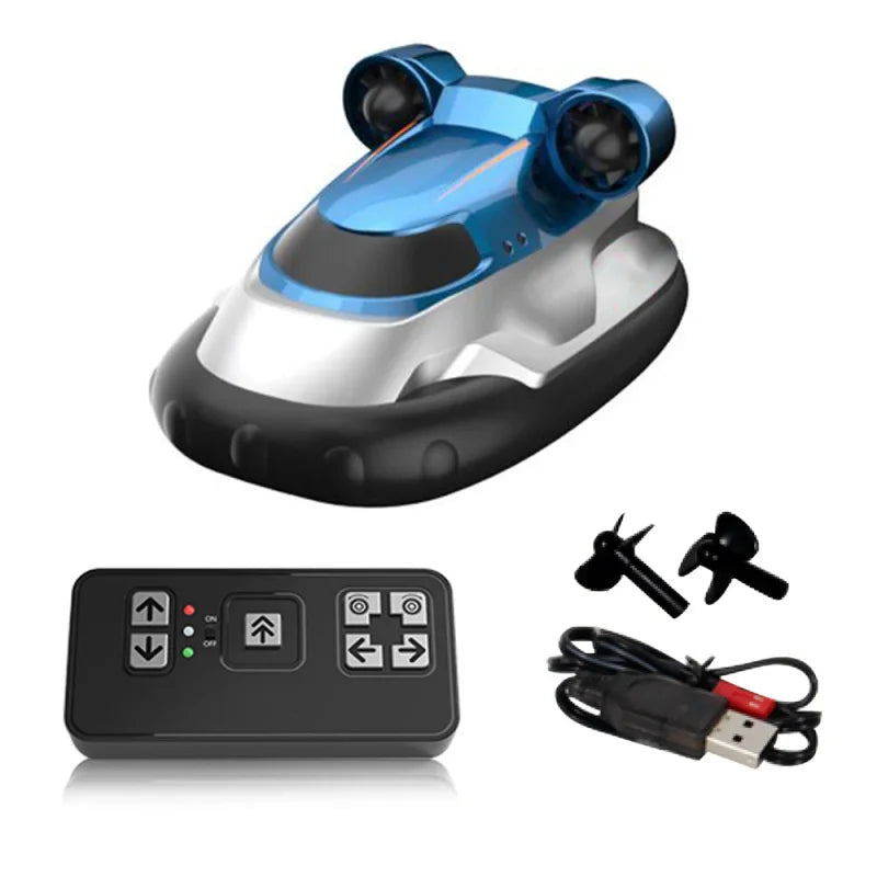 Mini RC Hovercraft Boat - 2.4GHz High-Speed Remote Control Water Toy with LED Lights for Kids & Gifts