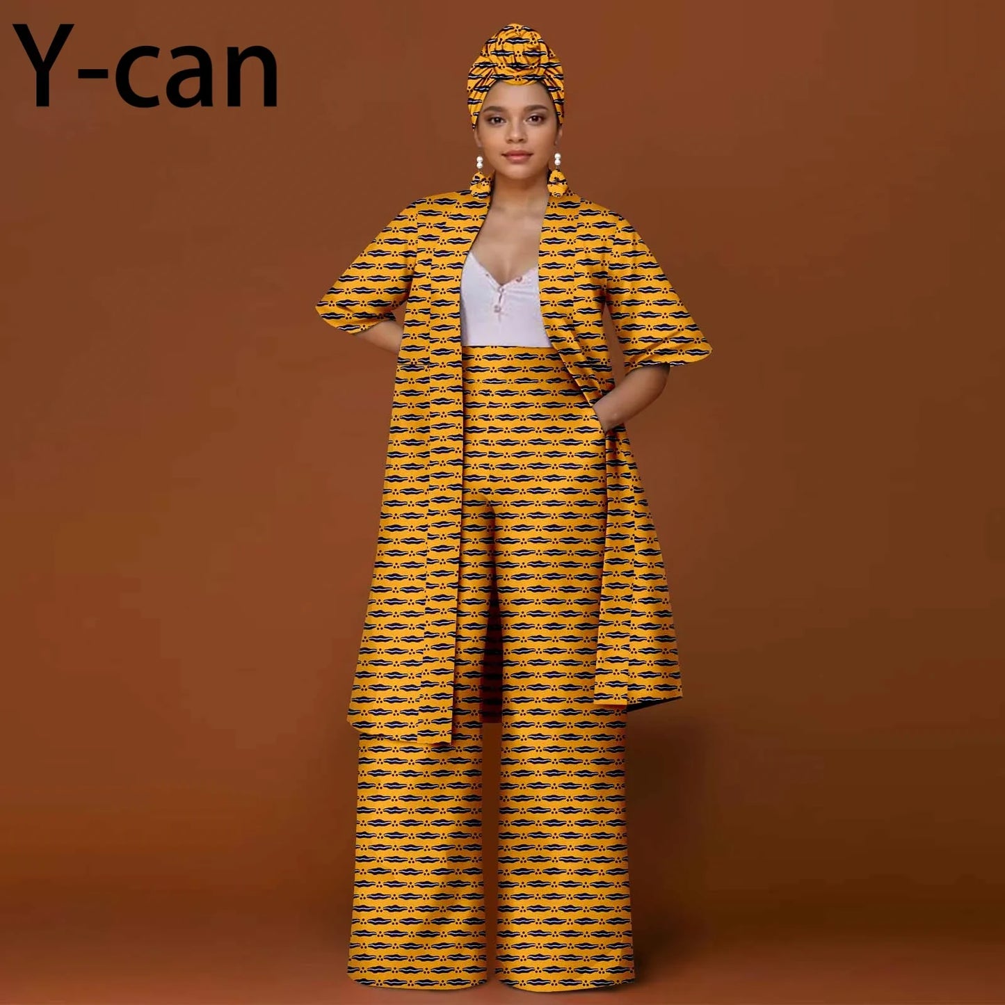 African Ankara 2-Piece Suit Set for Women - Traditional Print Jacket & Pants for Office, Business & Party Wear